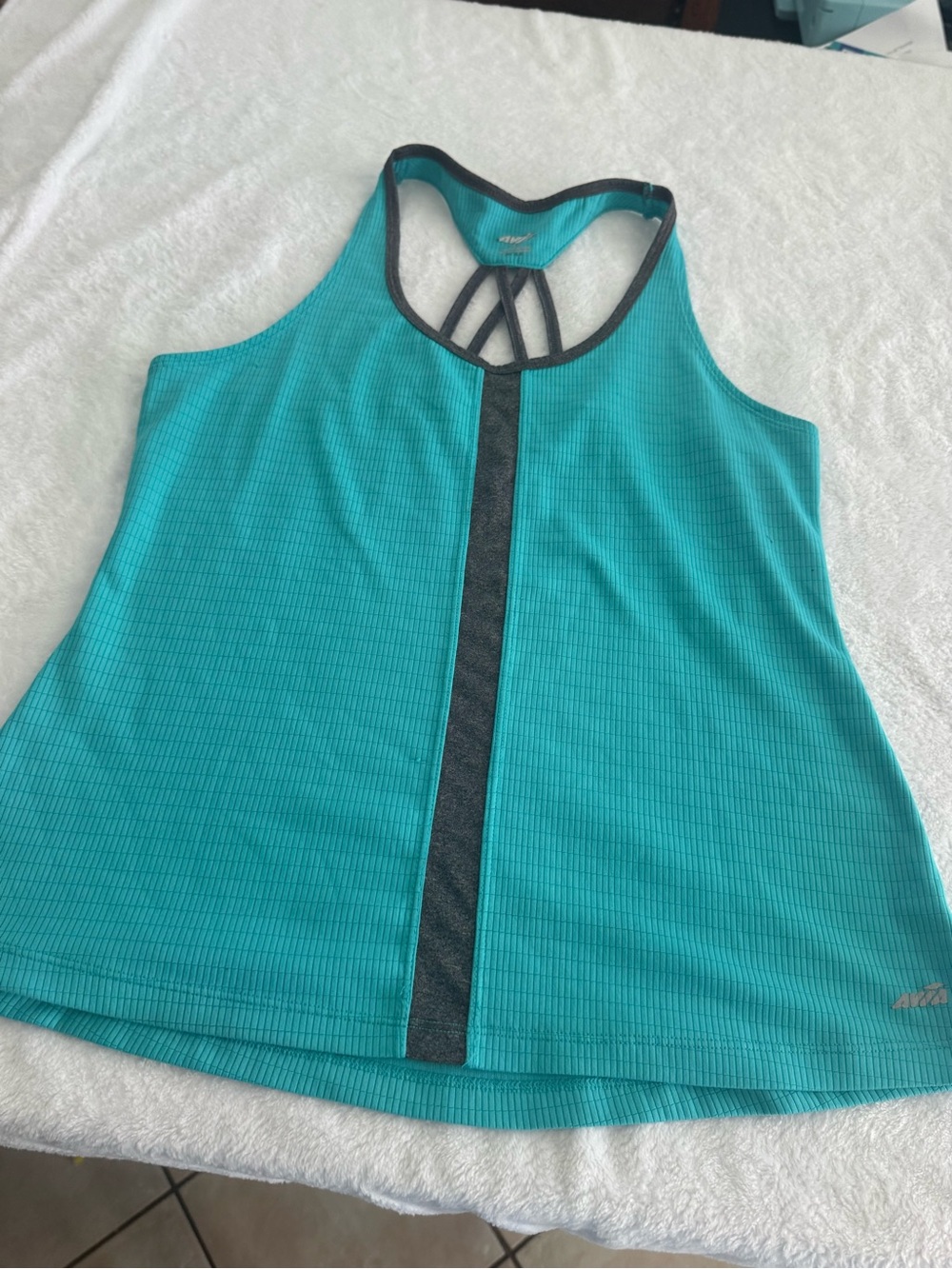 Avia Teal Racerback Tank with Black Contrast Stripe